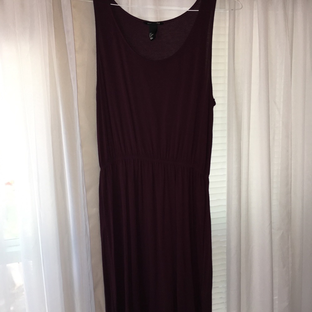 Maroon dress.